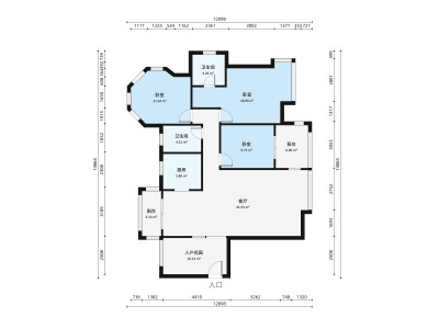 远洋城天骄小区3室1厅户型图2