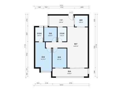 巨亿城小区3室2厅户型图1