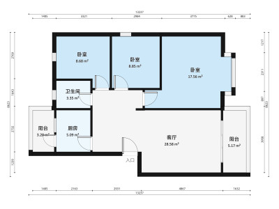 才俊金城小区3室2厅户型图1