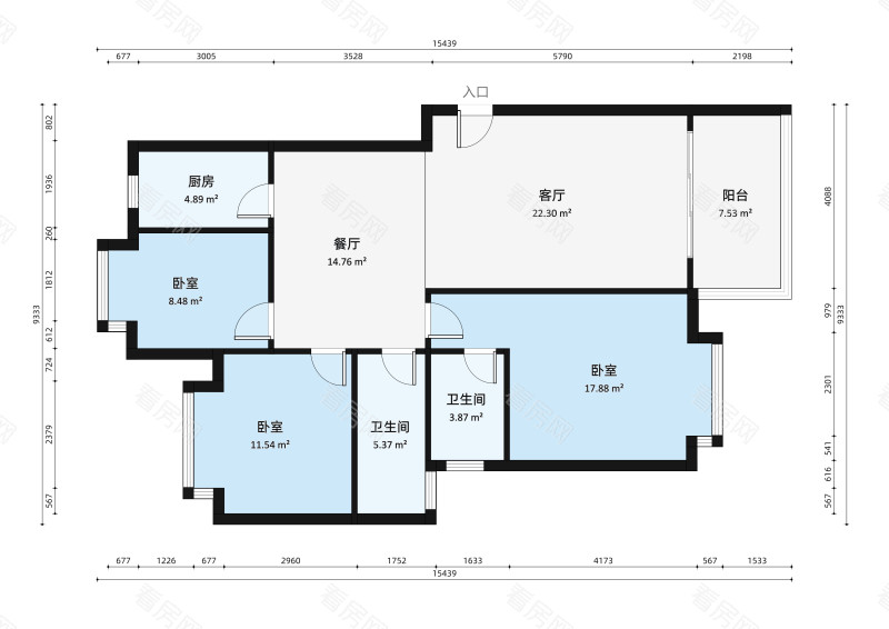 金碧丽江小区3室2厅户型图9