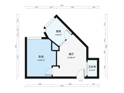 御峰国际大厦小区1室1厅户型图1