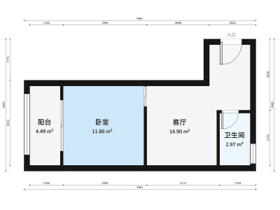 顺明轩小区1室1厅户型图1