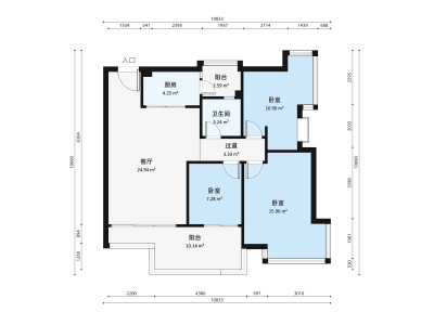 西海明珠花园小区3室1厅户型图4