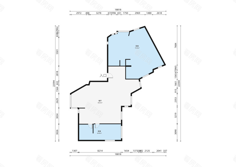 富豪山庄北区小区2室1厅户型图