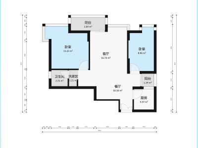 金石雅苑小区2室2厅1卫户型图2
