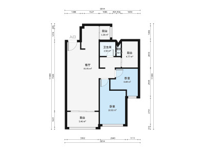 远洋风景小区2室2厅户型图1