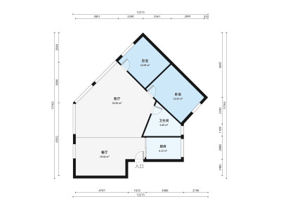 忠信翡翠苑小区2室2厅户型图1