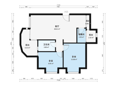 阳光带海滨城二期小区2室1厅户型图4