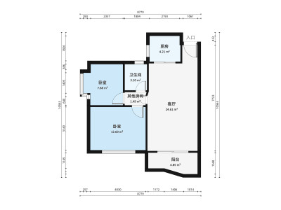 富通蟠龙居小区2室1厅户型图2