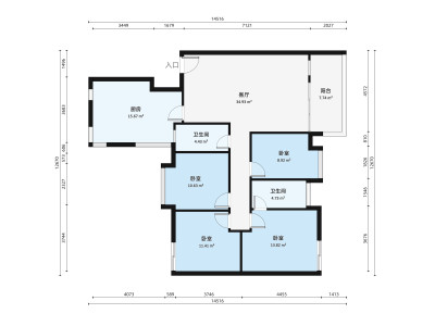 万科四季花城小区6室2厅户型图1
