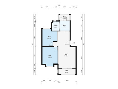 御景湾花园西区小区2室2厅户型图1