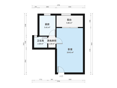锦绣海湾城六期小区1室0厅户型图3