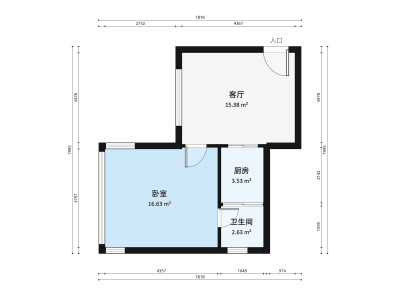 水仙花园小区1室1厅户型图1