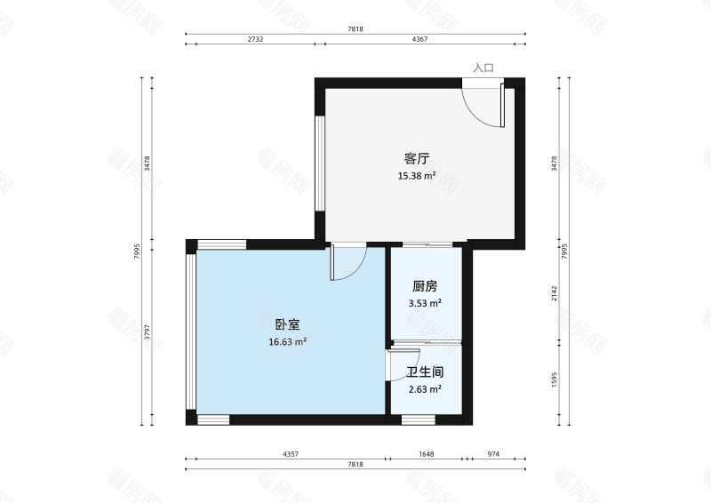 水仙花园小区1室1厅户型图