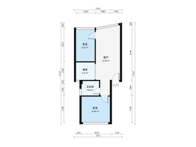 恒海花园小区2室2厅户型图1