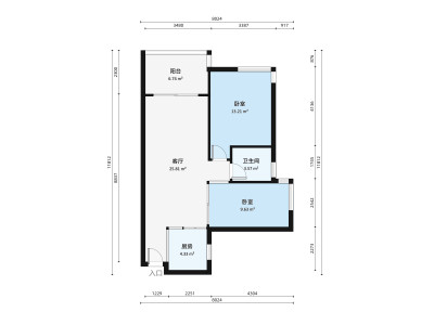 海怡东方花园小区2室2厅户型图1
