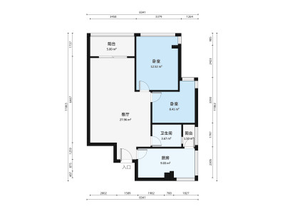 香格丽苑小区2室2厅户型图1