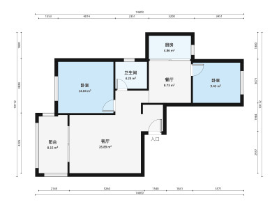 天明豪庭小区2室2厅户型图1