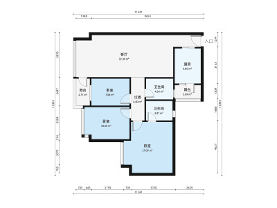 雍景豪园荟景台小区3室1厅户型图3