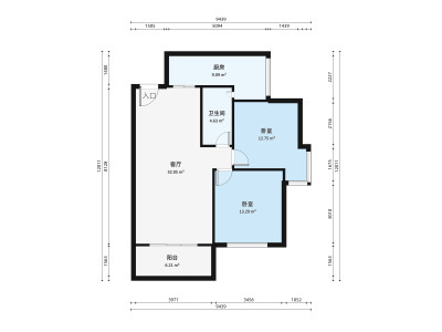 东港湾花园小区2室1厅户型图2
