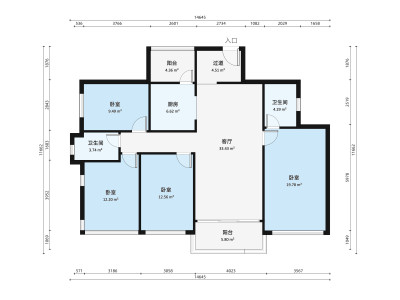 瑞日天下花园小区4室2厅户型图2