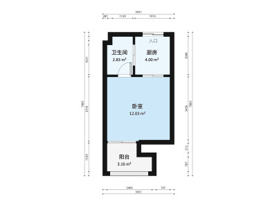 华业香庄小区1室0厅户型图4