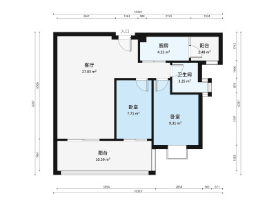 西海明珠花园小区2室2厅户型图1