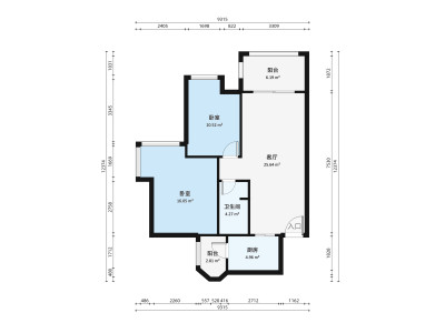 大信君汇湾小区2室1厅户型图3