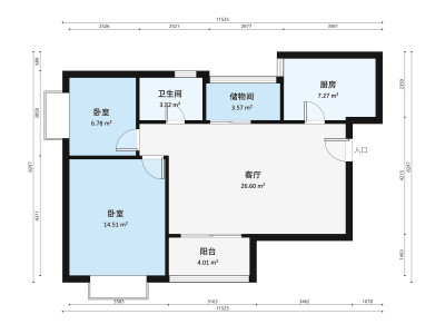 学府花园小区2室2厅户型图1