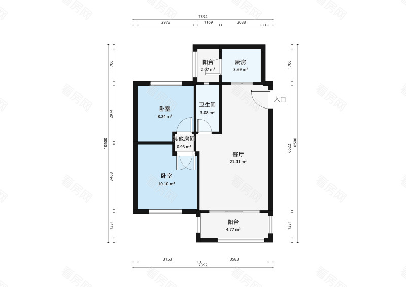 帝景豪庭西区2室1厅户型图1
