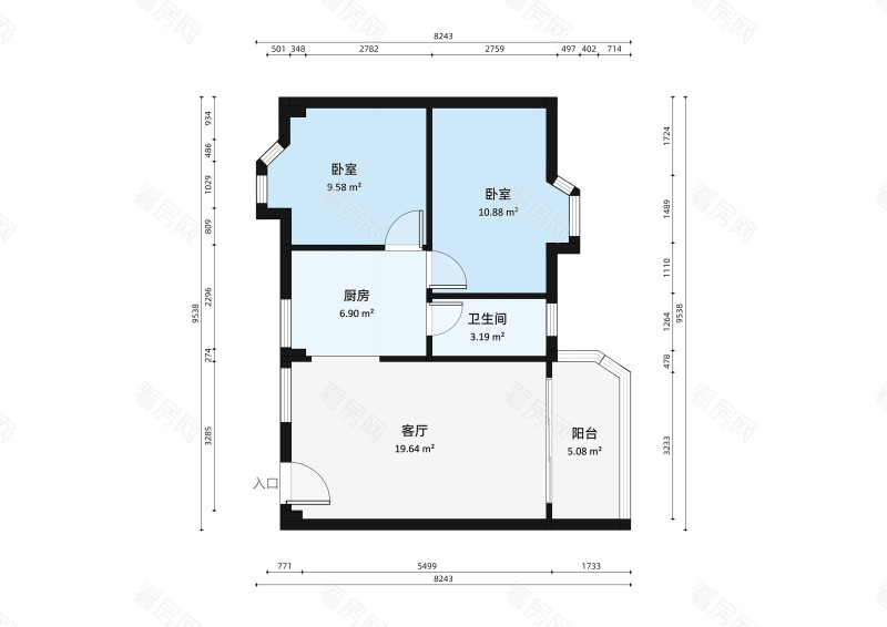 城市花园宝富阁小区2室2厅户型图7