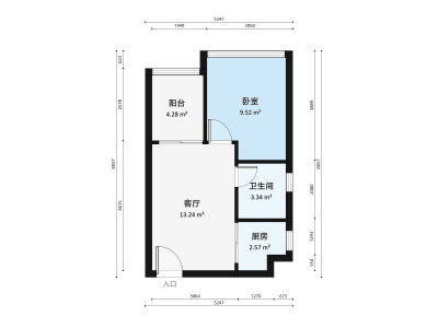 未来荟小区1室1厅户型图2