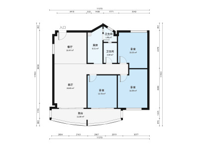 顺景阁小区3室2厅户型图1
