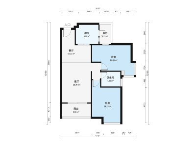 城市花园莲兴阁小区2室2厅户型图1