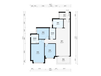 时代天韵小区3室1厅户型图3