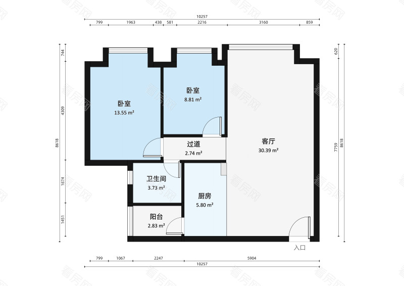 逢源商业街小区2室1厅户型图