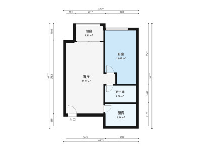 佳兆业前海广场二期小区1室2厅户型图4