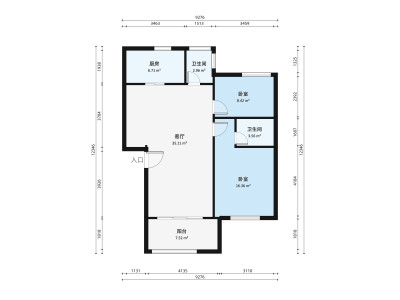 富豪山庄北区小区2室2厅户型图1