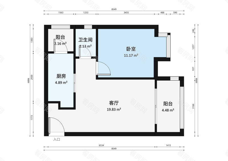 锦绣荣城小区1室1厅户型图6