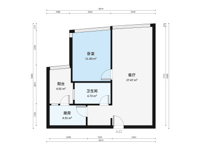 雍景园小区1室1厅户型图1
