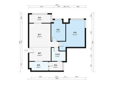 碧海名苑小区2室2厅户型图1