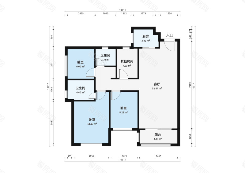 中邦御珑湾小区3室2厅户型图3
