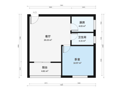 豪华花园小区1室1厅户型图1