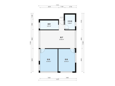 莲峰新村小区2室1厅户型图3
