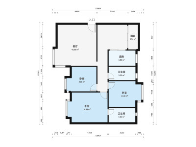 新锦安雅园一期小区3室1厅户型图4