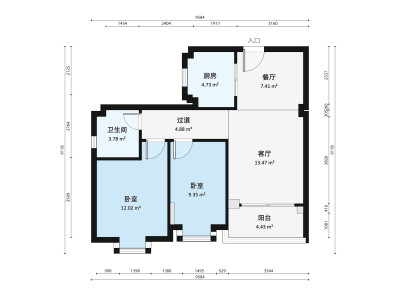 绿茵庭小区2室2厅户型图1