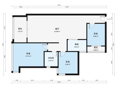 天峦湖小区3室1厅户型图3