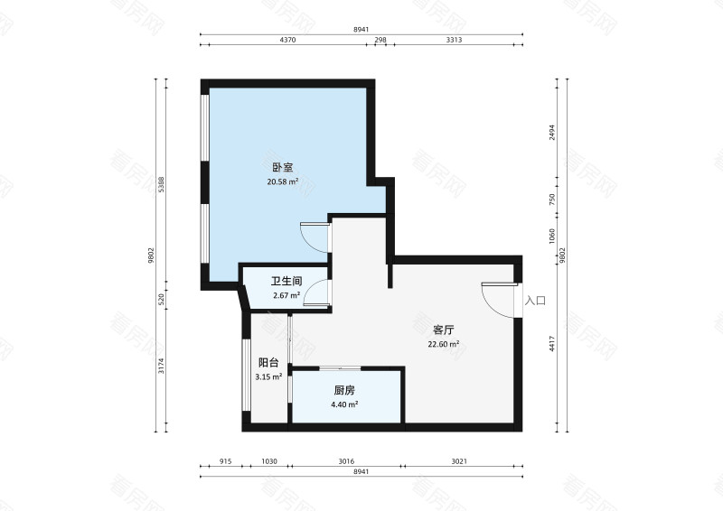 心海州小区1室1厅户型图