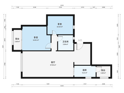 岸芷汀兰小区2室2厅户型图1