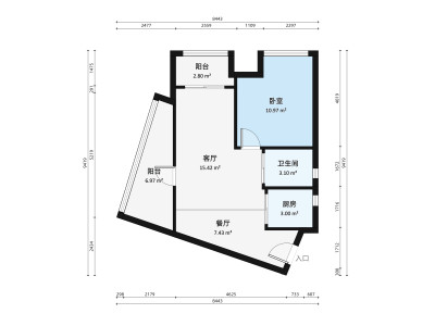 金沙美地小区1室2厅户型图4